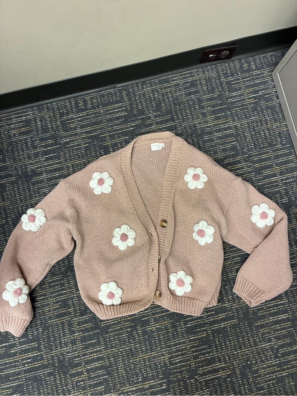 debut Dusty Pink Floral Appliqué Cardigan